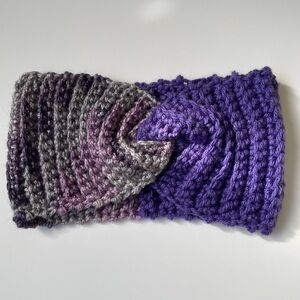 Purple grey ombré and purple crochet headband